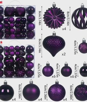 48x Kerstballen Set 4/6/8cm - Diverse Vormen & Afwerkingen - Decoratie Hangertjes