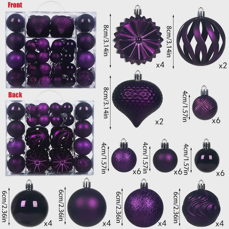 48x Kerstballen Set 4/6/8cm - Diverse Vormen & Afwerkingen - Decoratie Hangertjes