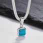 Vnox Heren Ketting met Geometrische Vierkante Natuursteen Hanger - Goud/Zilver Kleur Roestvrij Staal Blade Ketting