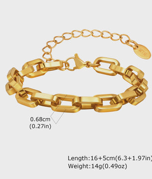 Gouden Chunky Schakelarmband met OT Sluiting - Roestvrij Staal, Aanslagvrij