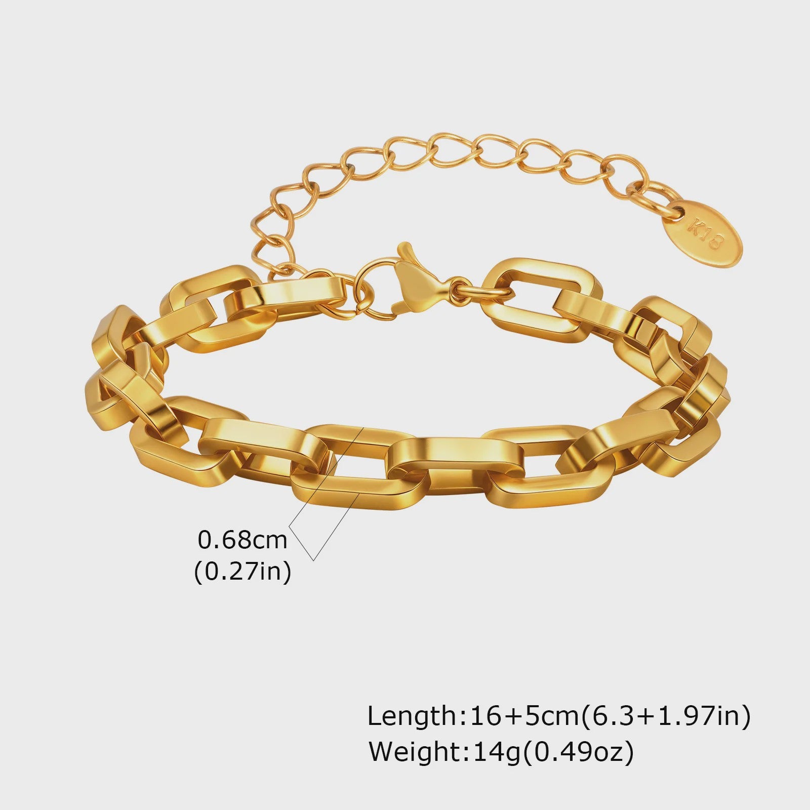 Gouden Chunky Schakelarmband met OT Sluiting - Roestvrij Staal, Aanslagvrij