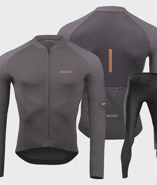 Heren Fietsset Lange Mouw Jersey met Bib Pants - Ademend en Comfortabel