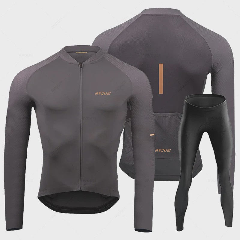 Heren Fietsset Lange Mouw Jersey met Bib Pants - Ademend en Comfortabel
