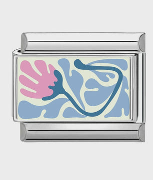 Modulaire RVS Bedel Links - Italiaanse Charm Collectie - Blue Series