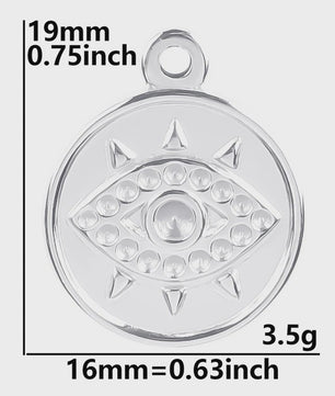 Set van 5 Zilverkleurige Stainless Steel Bedels: Ster, Maan, Zon, Vlinder, Roos & Ojo Turco
