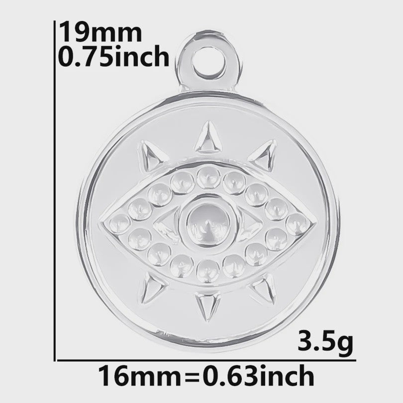 Set van 5 Zilverkleurige Stainless Steel Bedels: Ster, Maan, Zon, Vlinder, Roos & Ojo Turco