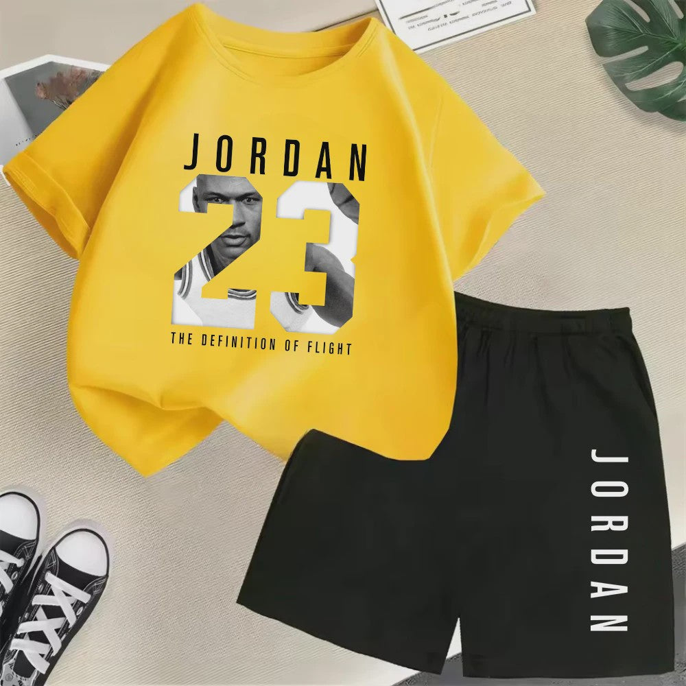 Kinder T-shirt en Short Set - Zomer Sportieve Mode met Grafische Print