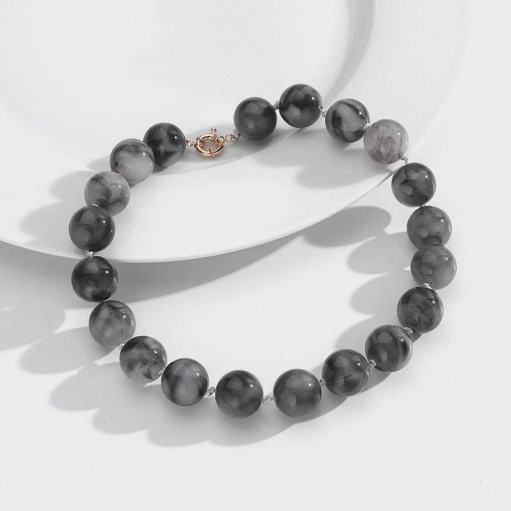 Trendy Multicolor Statement Ketting met Grote Ronde Kralen - Handgemaakt