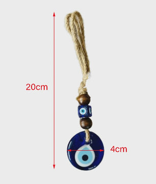 Blauw Turks Oog Hanger met Touw - Decoratie voor Auto, Muur & Huis