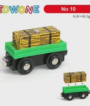Houten Magneet Treinwagon Set - Uitbreidbaar en Compatibel met Houten Spoorsystemen