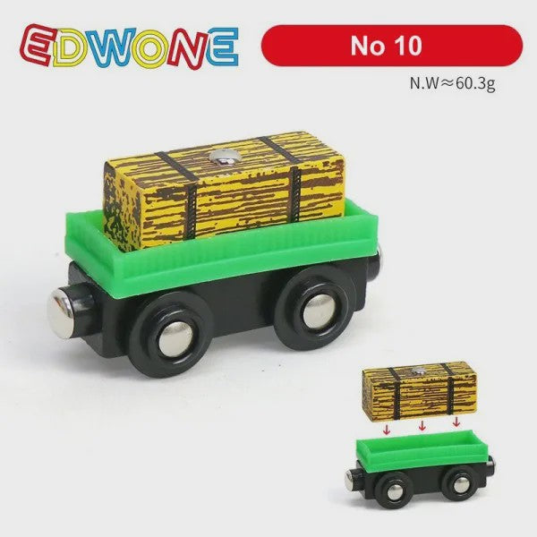 Houten Magneet Treinwagon Set - Uitbreidbaar en Compatibel met Houten Spoorsystemen