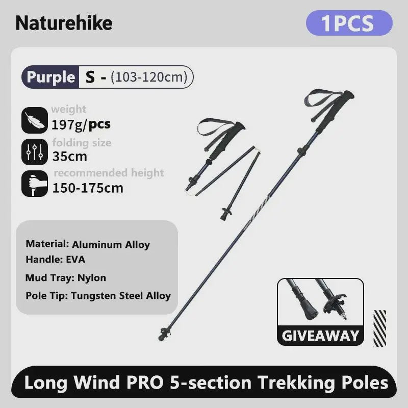 Naturehike Ultralichte Carbon Fiber Trekkingstokken - Opvouwbaar & Snel Sluitend