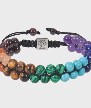 7 Chakra Dubbellaags Edelsteen Armband - Yoga, Meditatie & Helende Kristallen