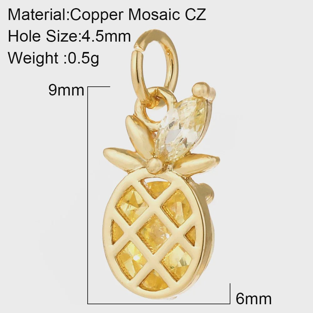 Gouden Bedeltjes voor Sieraden Maken: Cactus, Kers, Paddenstoel, Bloem & Fruit