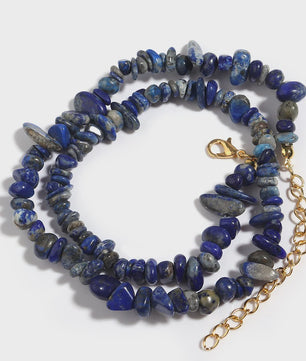 Unieke Natuursteen Choker Ketting - Onregelmatige Kristal & Aquamarijn Chips