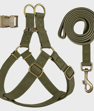 Luxe PU Leder Hondentuig met Leash en Gepersonaliseerde ID Gesp - Duurzaam voor Kleine & Middelgrote Honden