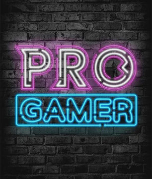 Gaming Neon Canvas Poster: Eat Sleep Game Repeat - Decoratie voor Gamer Kamer