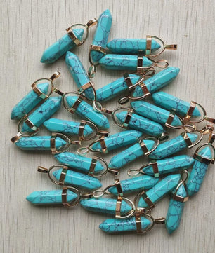Natuurlijke Groene Aventurijn Kristal Pilaren Hangers - 24 Stuks Set voor Sieraden Maken