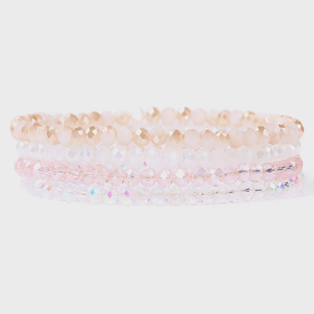 Set van 4 Kristallen Kralen Armbanden - Kleurrijk & Elegant