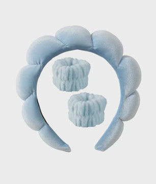 Cosmetische Puffy Hoofdband en Polsbandjes Set - Microfiber voor Gezichtswas & Make-up