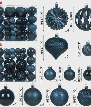 48-delige Set Kerstballen Plastic - Effen Kleur & Diverse Maten (4/6/8cm) voor Kerstboom Decoratie
