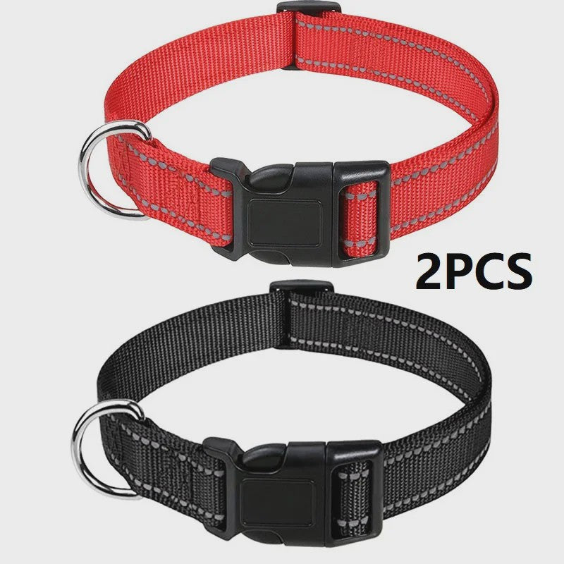 Verstelbare Halsband voor Honden en Puppies met Reflecterende Strepen - Veilig en Comfortabel