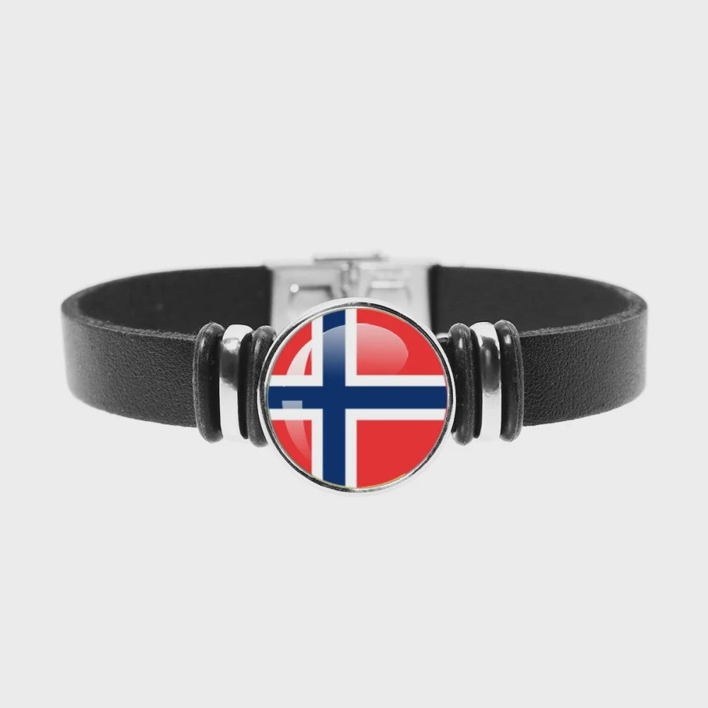 Leren Armband met Vlag van [Land] - Stijlvolle Bangle voor Dames en Heren