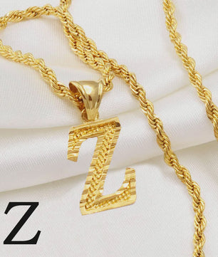 Gouden Initiaal Ketting met Touwketting - Kies Uw Letter (A-Z)