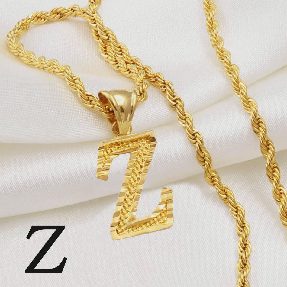 Gouden Initiaal Ketting met Touwketting - Kies Uw Letter (A-Z)