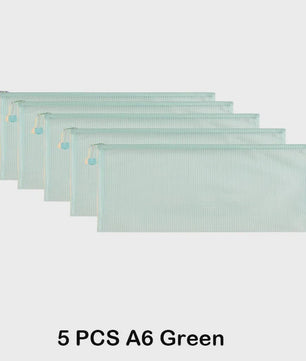 Set van 5 Waterdichte Mesh Rits Documententassen A4/A5/A6 - Opbergmappen voor Kantoor & School