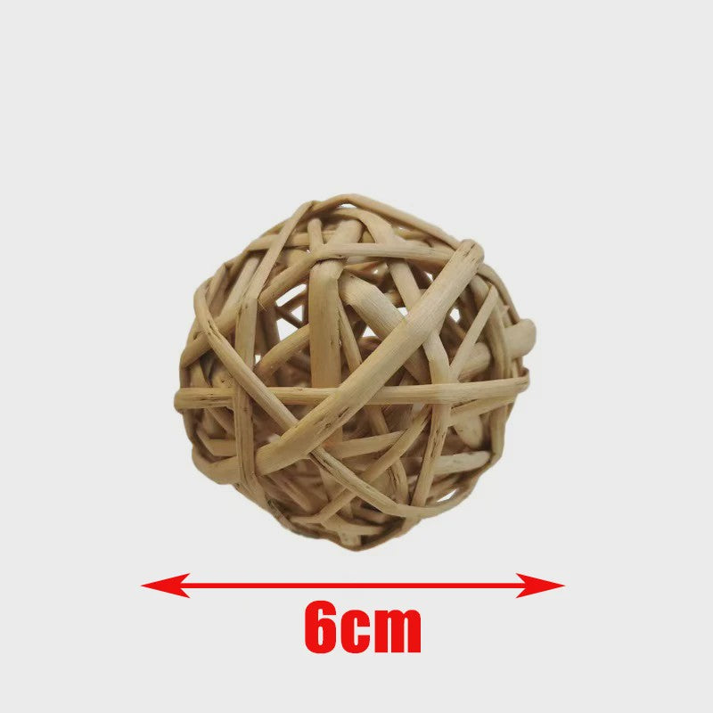 Natuurlijk Houten Speelgoed Set voor Knaagdieren, Konijnen & Hamsters - Kauwspeelgoed met Bel & Bal