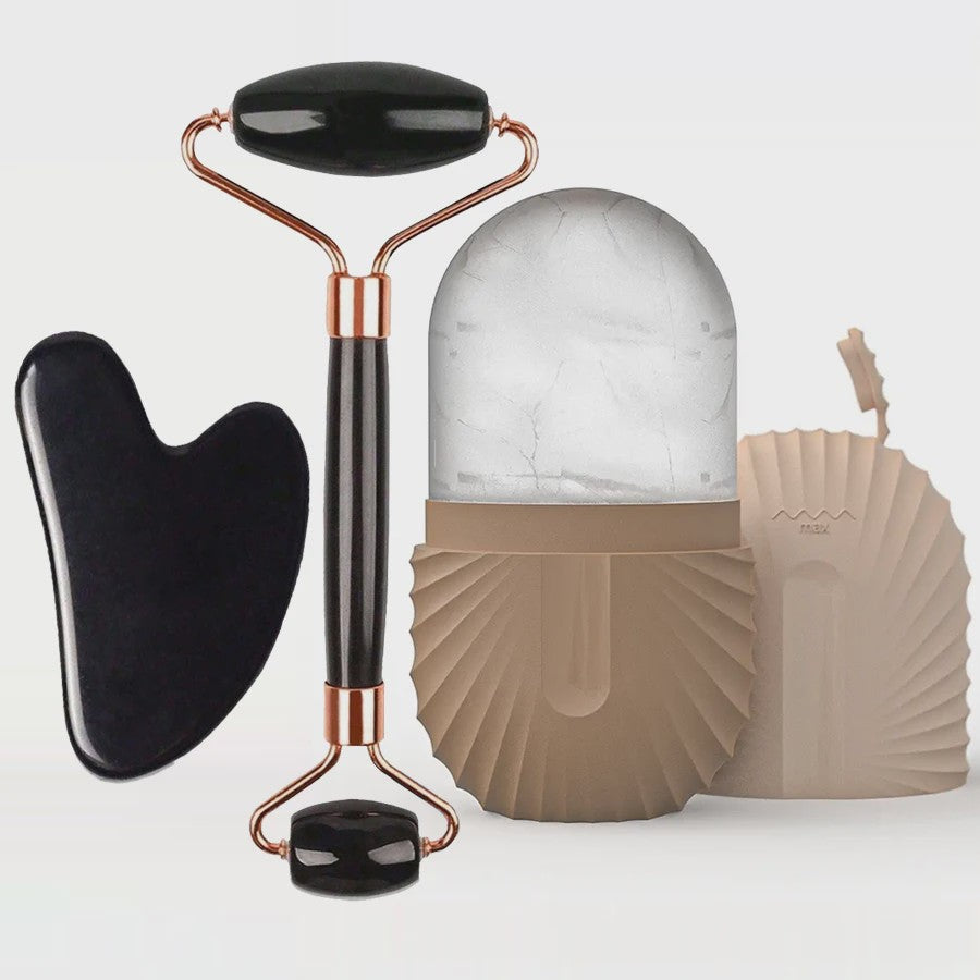 Gezichtsroller & IJsroller Set: Luxe Huidverzorging met Gua Sha Tool