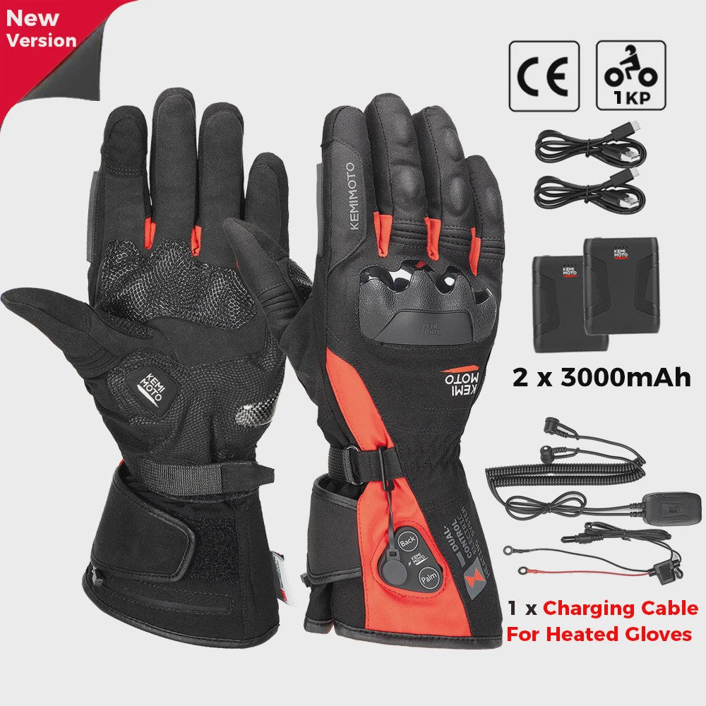 KEMIMOTO Verwarmde Motorhandschoenen - Waterdicht, Oplaadbaar & Warm voor de Winter