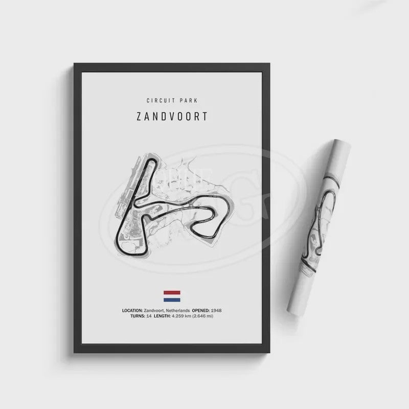 Vintage F1 Circuit Poster: Zwart-Wit Formule 1 Kunst voor de Raceliefhebber