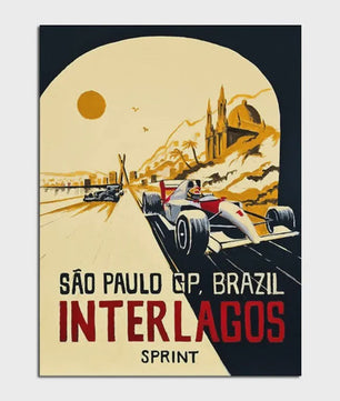 Retro F1 Formule 1 Raceauto Posters - Neon City Canvas Muurkunst