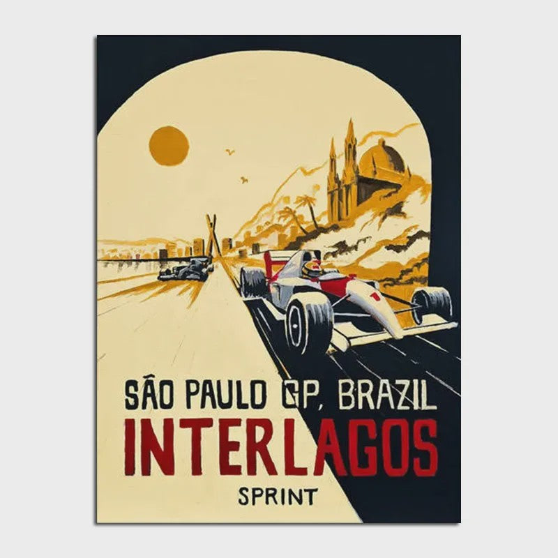Retro F1 Formule 1 Raceauto Posters - Neon City Canvas Muurkunst