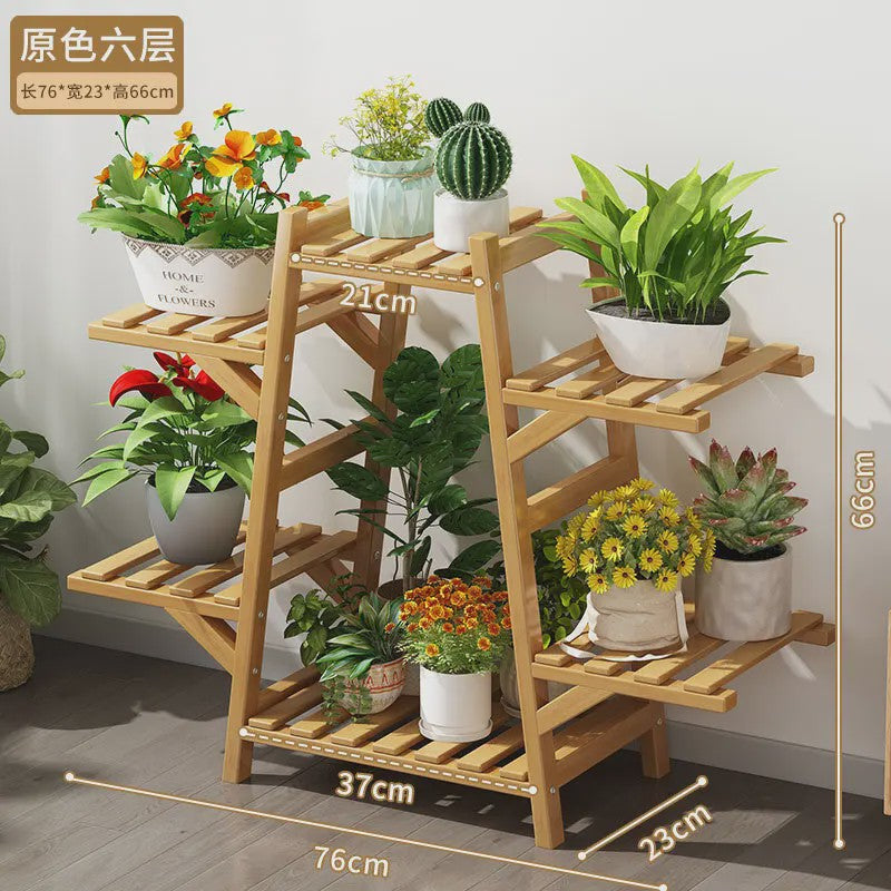 Houten Bloemenstandaard Multi-laags Balkon Plantenrek Woonkamer