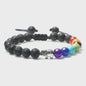 Verstelbare Lava Kralen & Tijgeroog Armband - Yoga & Helende Sieraden voor Hem en Haar