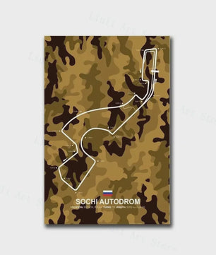 Formule 1 Circuit Poster Canvas - F1 Race Track Kunst Print voor Woonkamer Decoratie