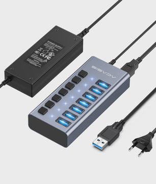 Acasis 16-Poorts USB Hub 10Gbps met Individuele Schakelaars & Snelle Data Transfer