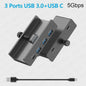 Aluminium USB 3.0/3.2 Hub met Clip: 5Gbps/10Gbps Docking Station voor Monitor & Bureau