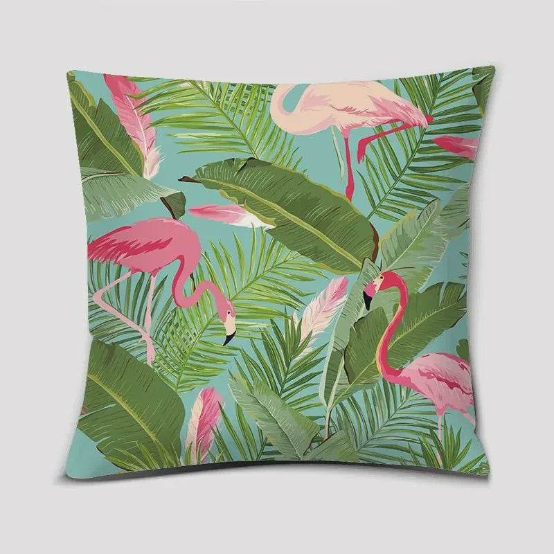 Vrolijke Flamingo Kussenhoes Vierkant - Decoratie voor Bank & Auto