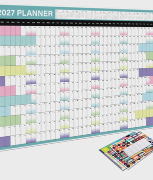 2027 Jaarplanner Kalender - Creatieve Wandkalender & Planner met Stickers