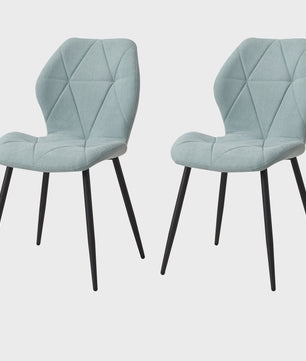 Set van 2, 4 of 6 Eetkamerstoelen - Gestoffeerd, Gewatteerd Linnenlook Stof, Metalen Poten