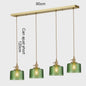 Vintage Groene Glazen Hanglamp - Nordic Stijl, Koperen Accent