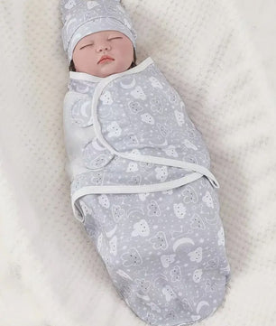 Babyslaapzak met Mutsje - Katoen, Cartoon Print, Verstelbaar, 0-6 Maanden