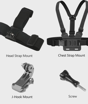 Action Camera Accessoires Kit: Hoofd- en Borstband Mount voor GoPro, Telefoon & meer