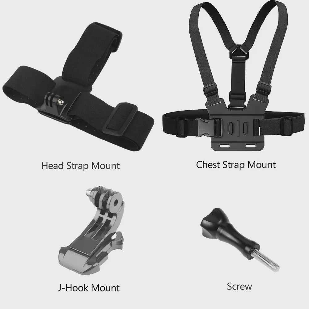 Action Camera Accessoires Kit: Hoofd- en Borstband Mount voor GoPro, Telefoon & meer