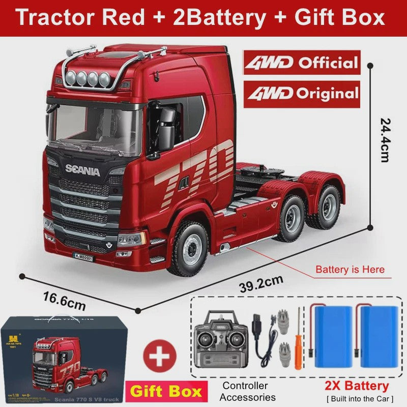 RC Tractor Truck Scania 770S 1:18 - Officieel Gelicenseerd met Licht & Geluid