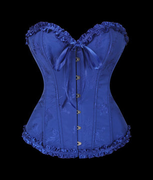 Sexy Jacquard Bustier Corset met Ruches en Push-Up Effect - Gothic Stijl